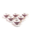 6cup 6 saucer 80CC - white saucer purple cup+gold   