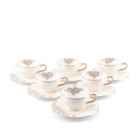 6cup 6 saucer 80CC - white saucer snow white cup+gold   