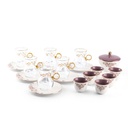 19pcs tea set ( 6 glass 6saucer 6 cawa 1 sugor) - purple w gold   