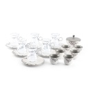 19pcs tea set ( 6 glass 6saucer 6 cawa 1 sugor) - Grey w silver   