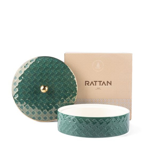 [ET1898] Medium Date Bowl From Rattan - Green